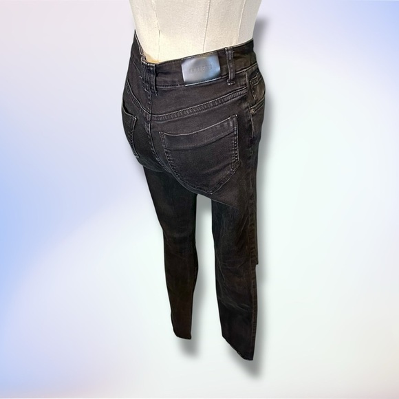 Anine Bing Black Distressed Knee Raw Hem High-Rise Skinny Jeans Size 24 - Picture 10 of 16